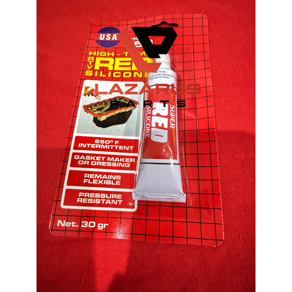 Jual LEM RED SILICONE USA 30GR / LEM GASKET MERAH / AUTOSEALER MERAH ...