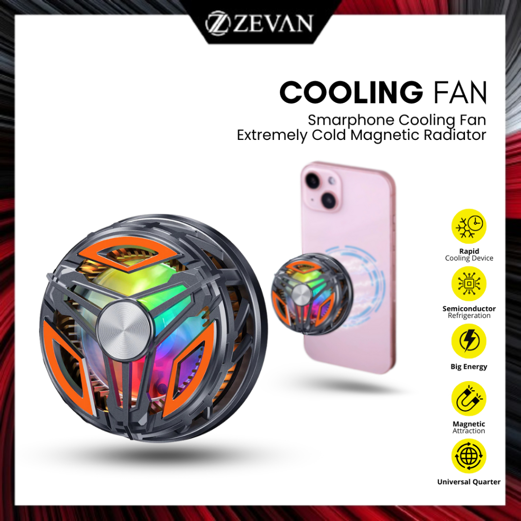 Jual Zevan Phone Cooler Radiator Magnetic Clip Fan GT31 with 2 Cooling ...