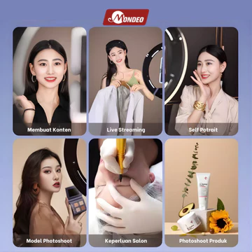 Ring Light 13 MONDEO – 3 Mode Warna Stand Holder HP Untuk Live Streaming Konten