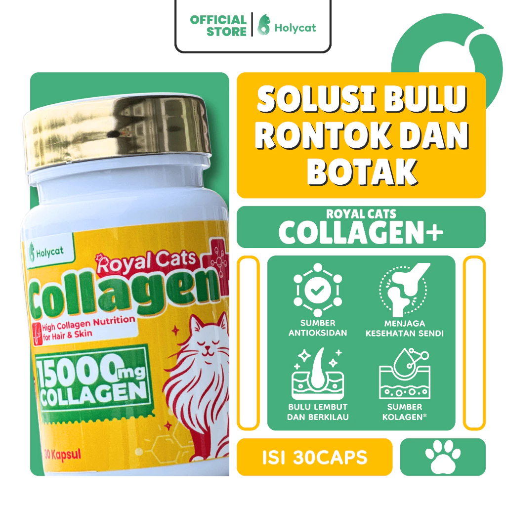 Holycatlabs Collagen vitamin kucing bulu lebat penumbuh bulu rontok Collagen+