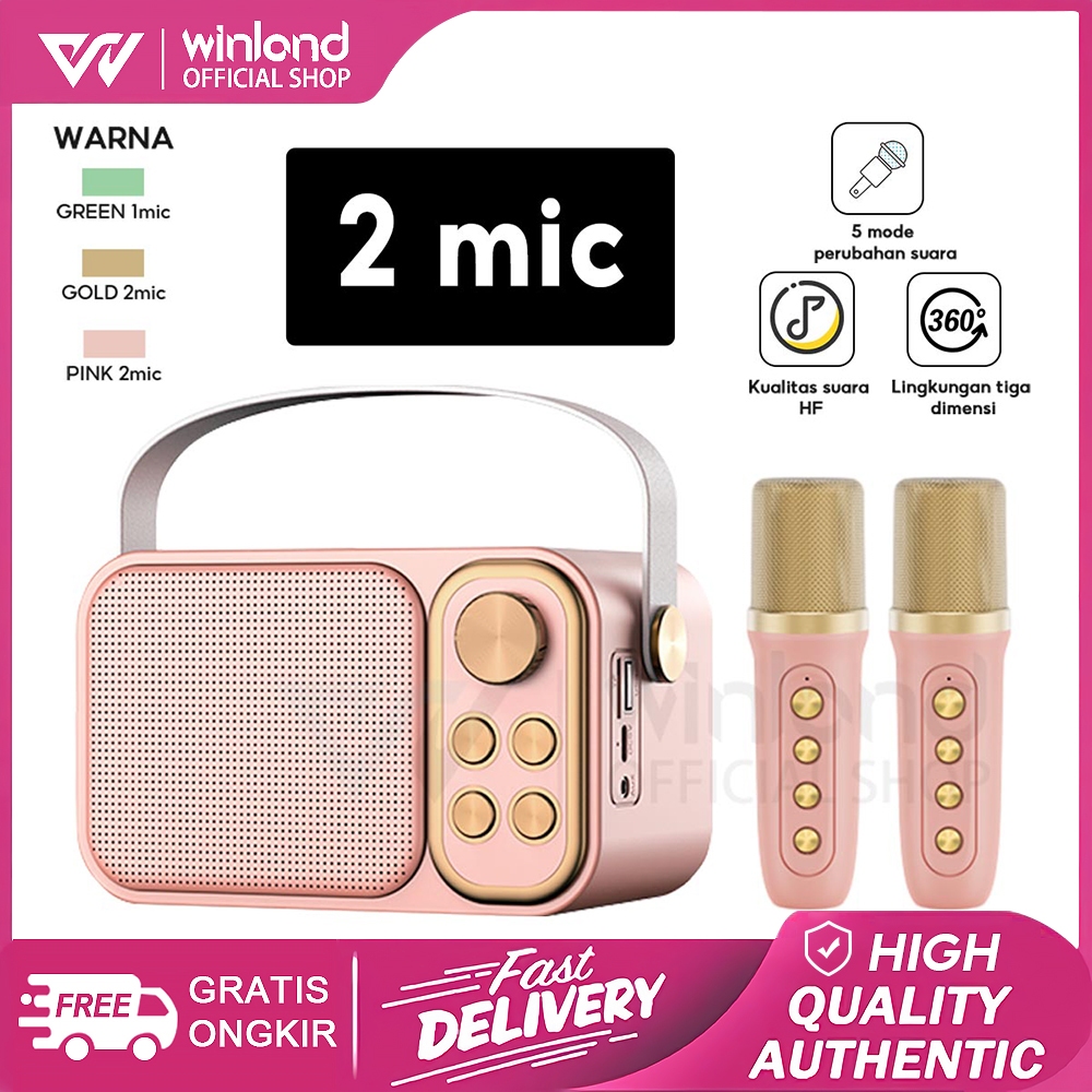 Jual Winland Speaker bluetooth 2 mic 1 karaoke Bluetooth Set Bass ...