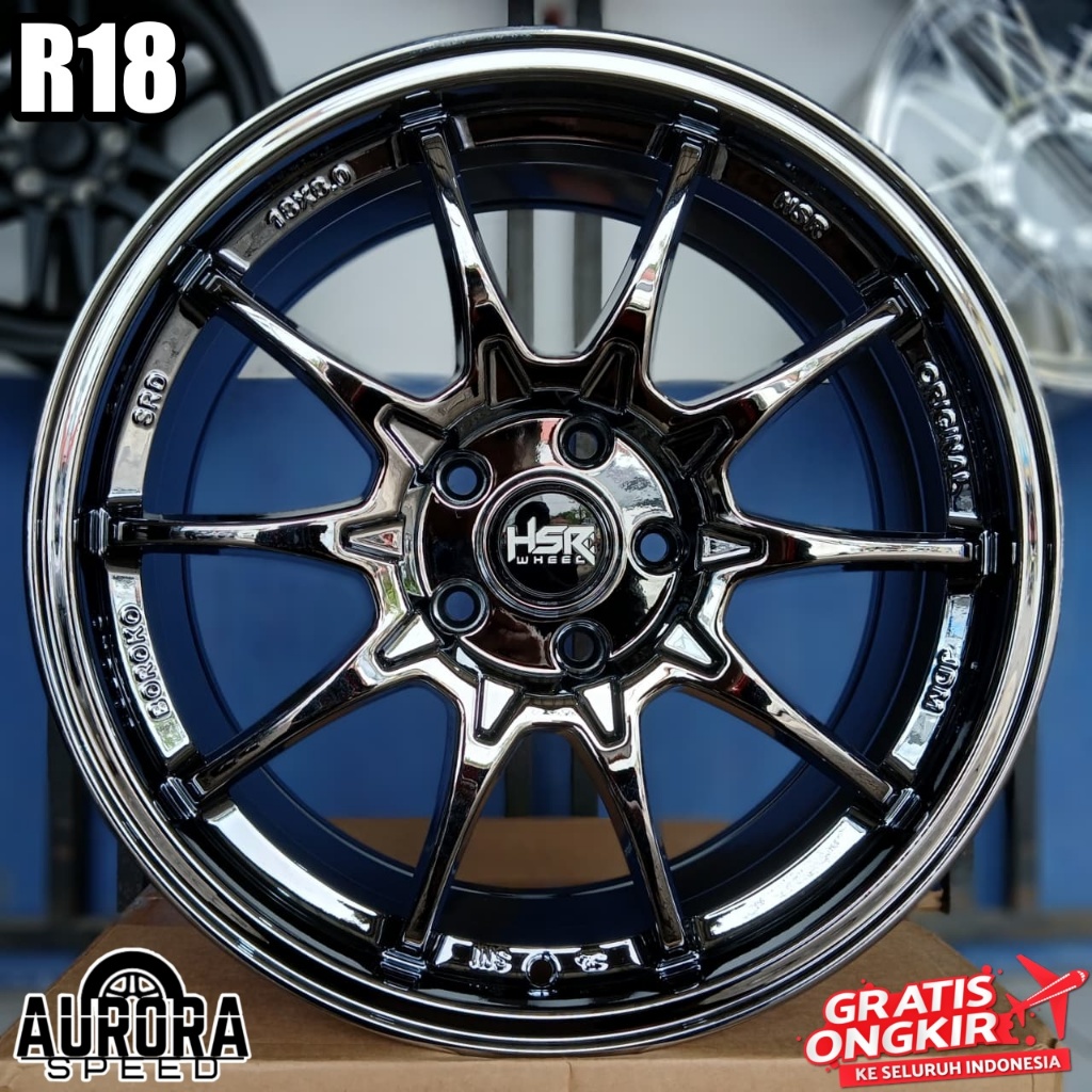 Jual Velg mobil HSR BOROKO SRD R18 lebar 8 warna black chrome pelek ...