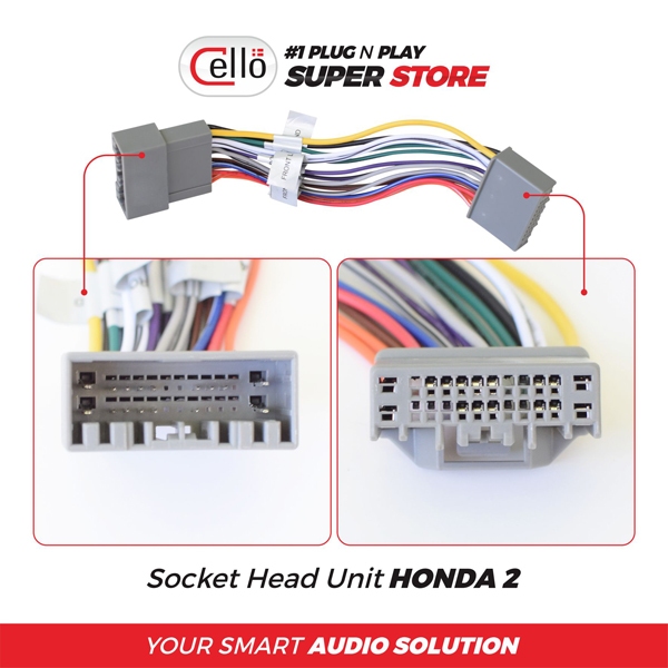 Jual CELLO Socket Head Unit Honda 2 Plug & Play OEM | Kabel Soket Audio ...