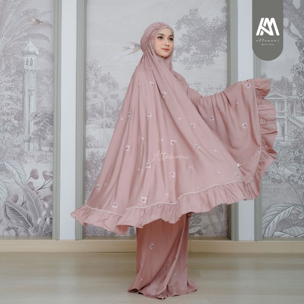 Mukena Dewasa Jumbo Bordir Syaluna Bahan Rayon Premium Rempel Mewah | Mukena Rayon