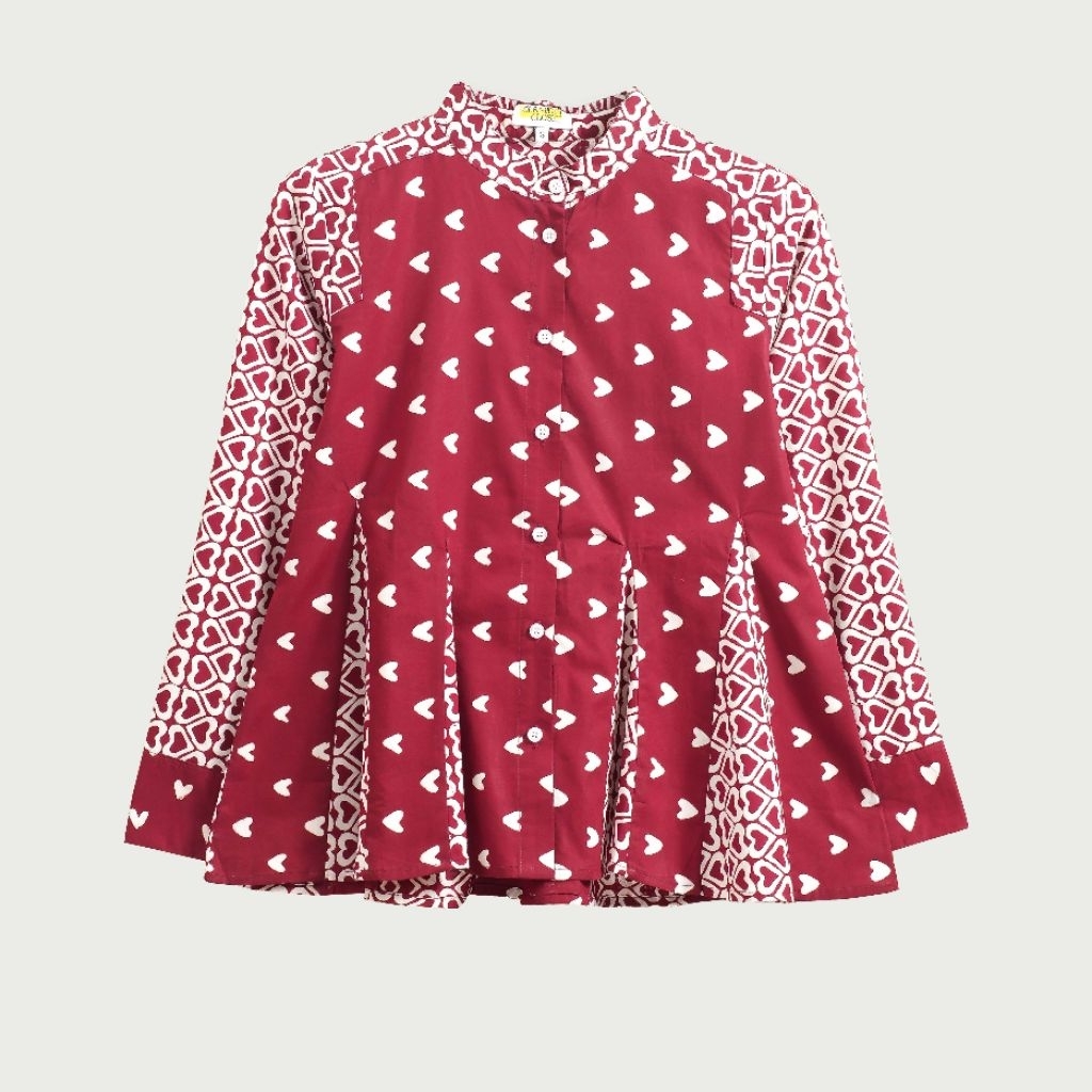 Atasan Batik O70 Baju Blus Blouse Kerja Wanita Modern