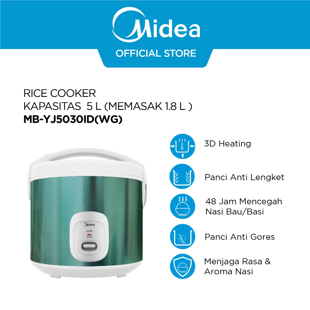 Jual [HARGA DISKON] Midea Rice Cooker Anti Basi 1.8L – Magic Com 3in1 ...