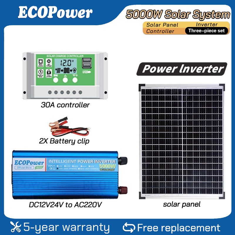 Jual Solar System Inverter DC 12V24V to AC 220V Solar Panel and 30A ...
