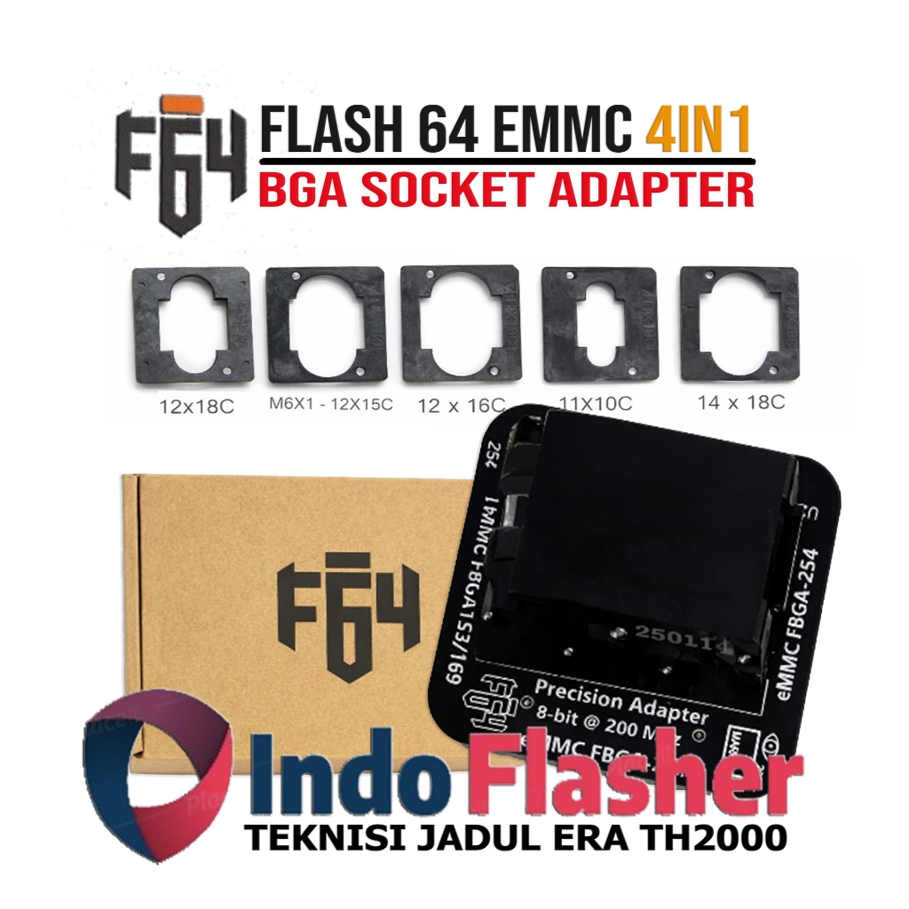 Jual Socket Flash F64 eMMC 4 in1 BGA Socket Adapter - Mini Adafter USB ...