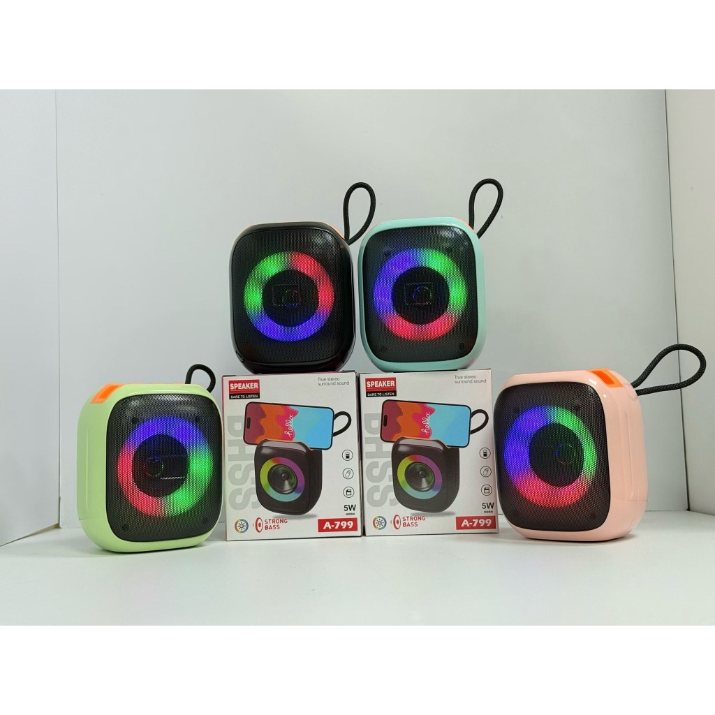 Jual Speaker Bluetooth Portable A-799 5W dengan Lampu RGB LED Warna ...