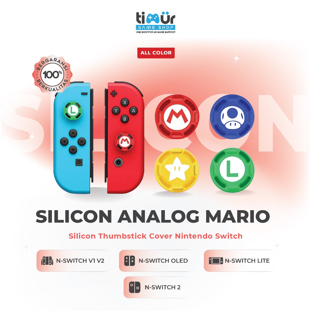 Jual Silikon Analog Thumb Grip Super Mario Caps Joy-Con Nintendo Switch ...