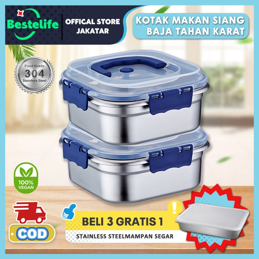 Jual COD Bestelife Food Container Stainless Steel 304 Anti Bocor ...