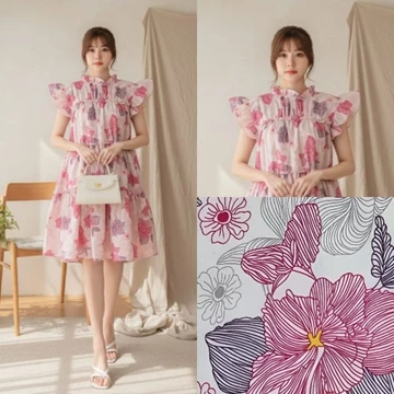 Gg Dolly Dress Rempel Susun Wanita Dress Balon Wanita