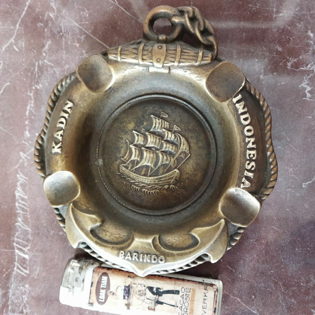 Vintage Art Craft Asbak Rookloos Met Deksel Indoor Hogar Voor Rokers Metalen Ronde Bal Gestempeld Patroon Geschenkdecoratie(Antiek brons