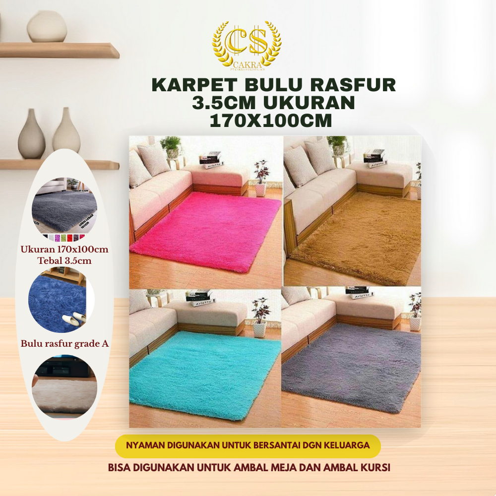 Jual KARPET BULU RASFUR PREMIUM TEBAL 3.5CM UKURAN 170x100CM LEBIH ...