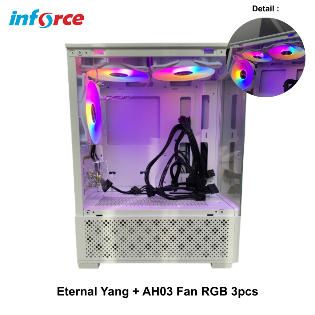 Jual Inforce PC Gaming Case Eternal Tempered Glass Black / White + 3 ...