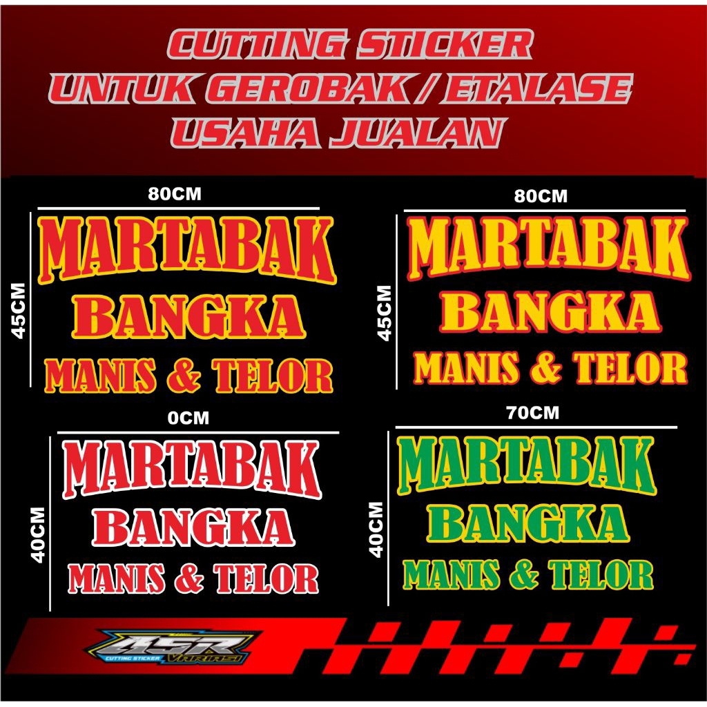 Jual sticker gerobak usaha jualan, Cutting sticker tulisan MARTABAK ...