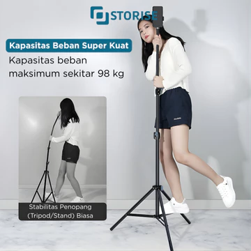 STORISE Tripod 2M Ball Head Holder L Remote Bluetooth Stand Tripod Untuk Konten Live Make Up
