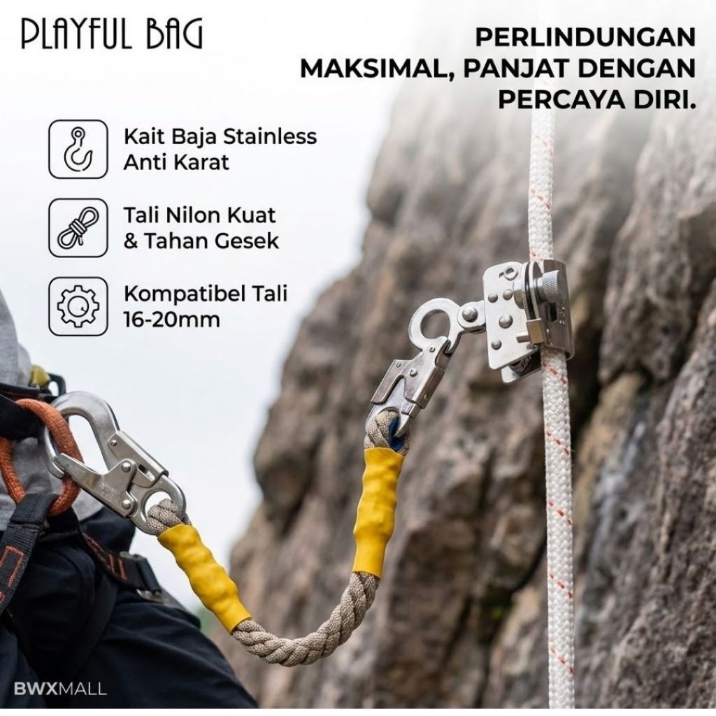 Jual Safety Rope Grab PLAYFUL BAG Fall Arrestor Tali Pengaman Panjat ...