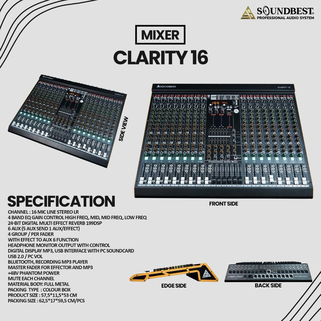 Jual Mixer Soundbest Clarity 16 Original 16 Channel | Shopee Indonesia