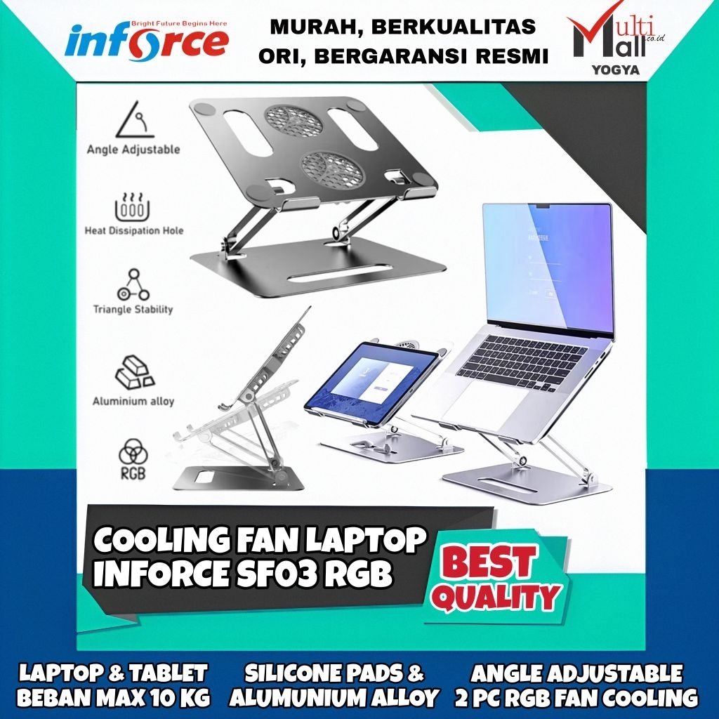 Jual Inforce Laptop Stand RGB Fan Cooling SF03 Tablet Stand Alumunium ...