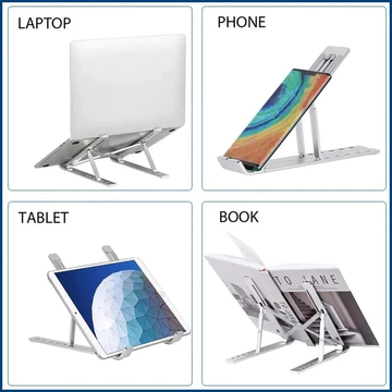 Laptop Stand Holder Portable Lipat Full Alumunium 6 Ketinggian Dudukan Pendingin Laptop Ringan
