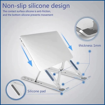 Laptop Stand Holder Portable Lipat Full Alumunium 6 Ketinggian Dudukan Pendingin Laptop Ringan