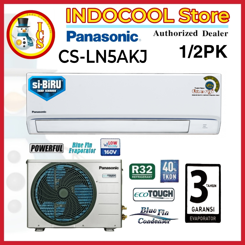 Jual Panasonic Ac Standard Si Biru 1/2 PK LN5AKJ - EcoTough Bluefin Low ...
