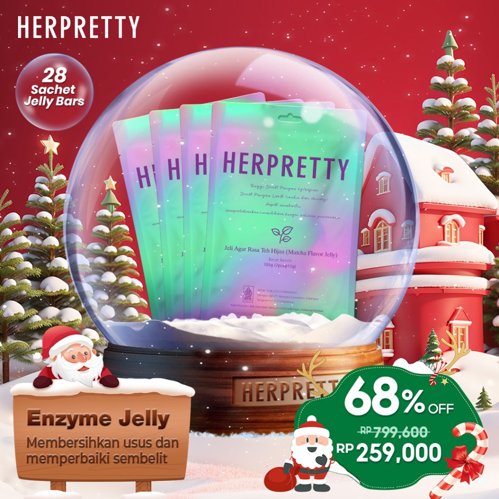 Jual 4 Pouch HerPretty Enzyme Detox Purify Jelly Matcha Flavor - Jeli ...