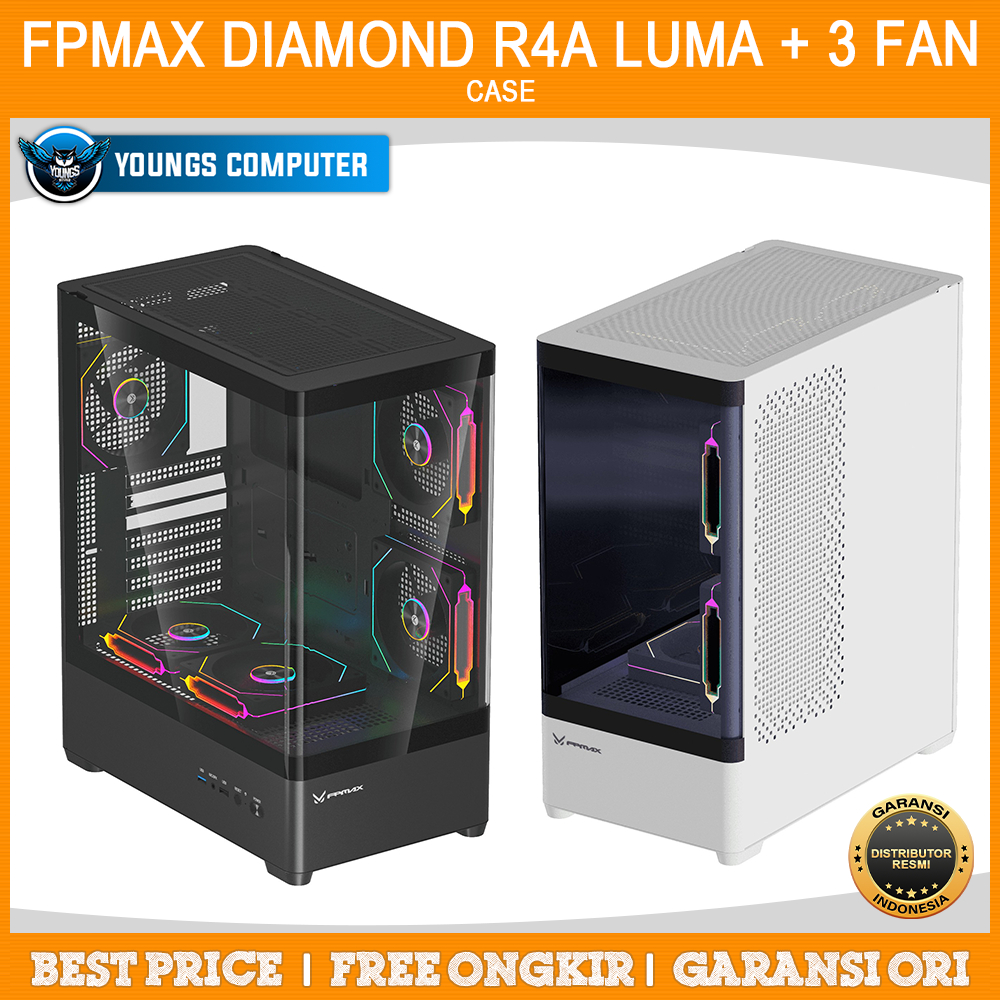 Jual Case FPMAX Diamond R4A PRO LUMA + 3 Fan FRGB ATX ( Black / White ...