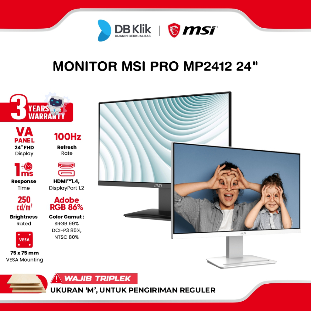 Jual Monitor MSI PRO MP2412 | MP2412-W 24