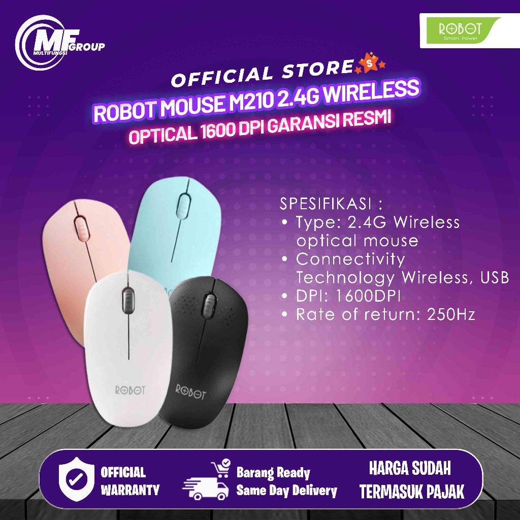 Jual Robot Mouse M210 2.4G Wireless Optical 1600 DPI Garansi Resmi ...