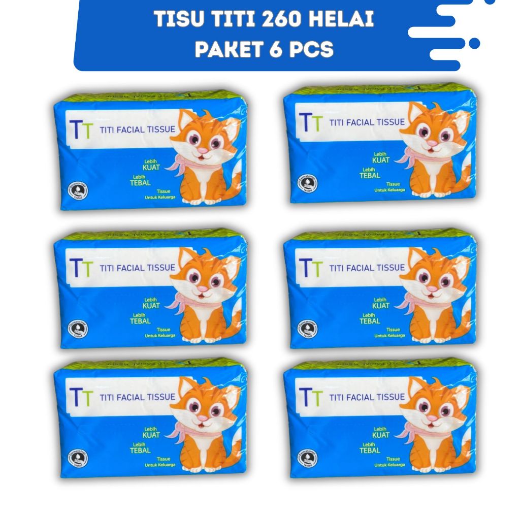 Tissue Titi260 HELAI 2PLY PAKET 6 pack biru