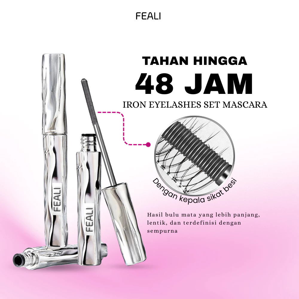 Pratinjau FEALI Iron Mascara Besi Maskara Waterproof Smudgeproof Tahan Lama Hingga 48 Jam | Maskara Bulu Mata Lentik & Panjang BPOM