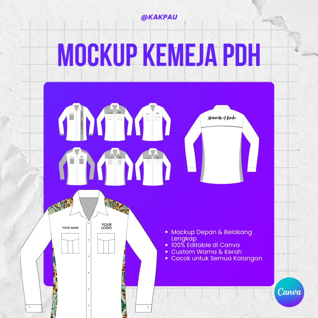 Jual TEMPLATE MOCKUP BAJU PDH CANVA DESIGN - 2D | Shopee Indonesia
