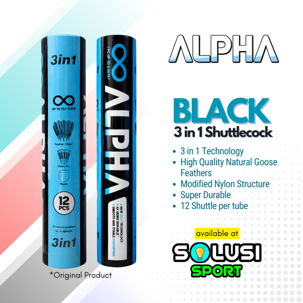 Jual ALPHA BLACK Shuttlecock 3 in 1 Kok Badminton Bulutangkis 3in1 ...
