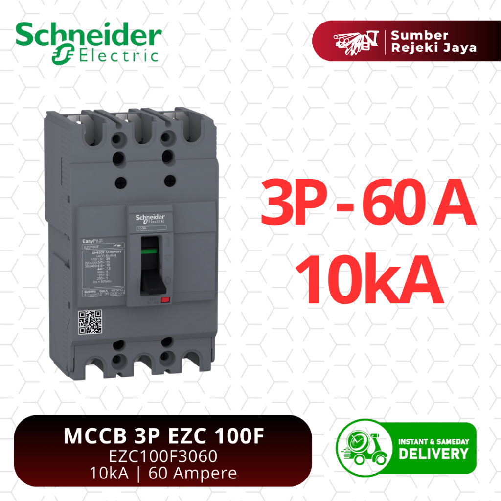 Schneider MCCB NFB Breaker EZC100F 3P 60A 10kA | EZC100F3060