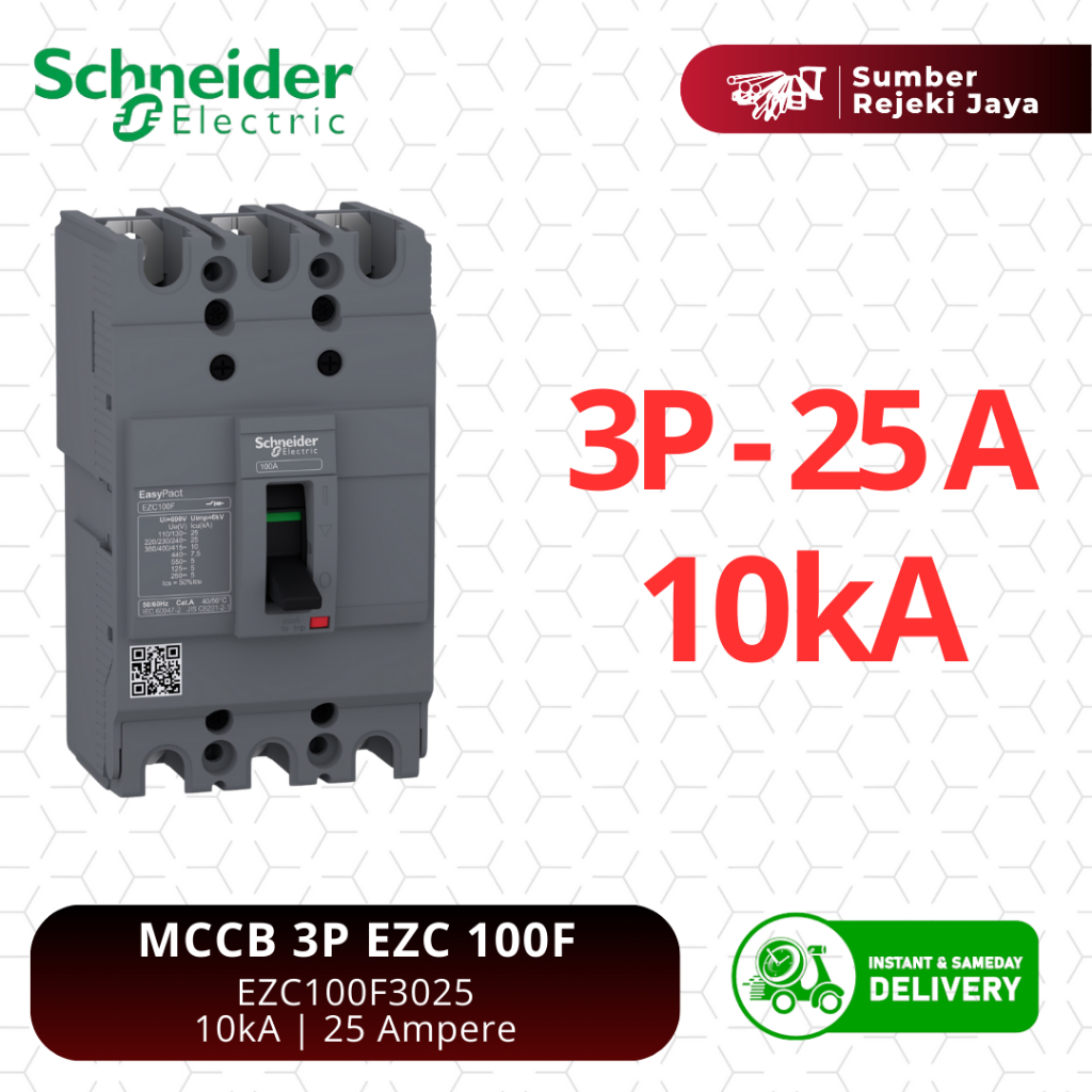 Schneider MCCB NFB Breaker EZC100F 3P 25A  10kA | EZC100F3025