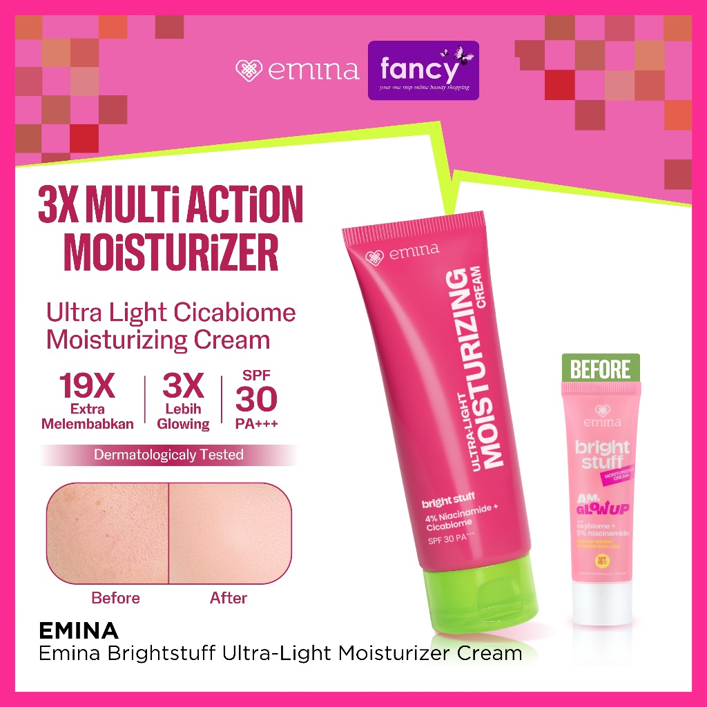 Jual EMINA Bright Stuff Ultra-Light Moisturizing Cream SPF30 20 ml NEW ...