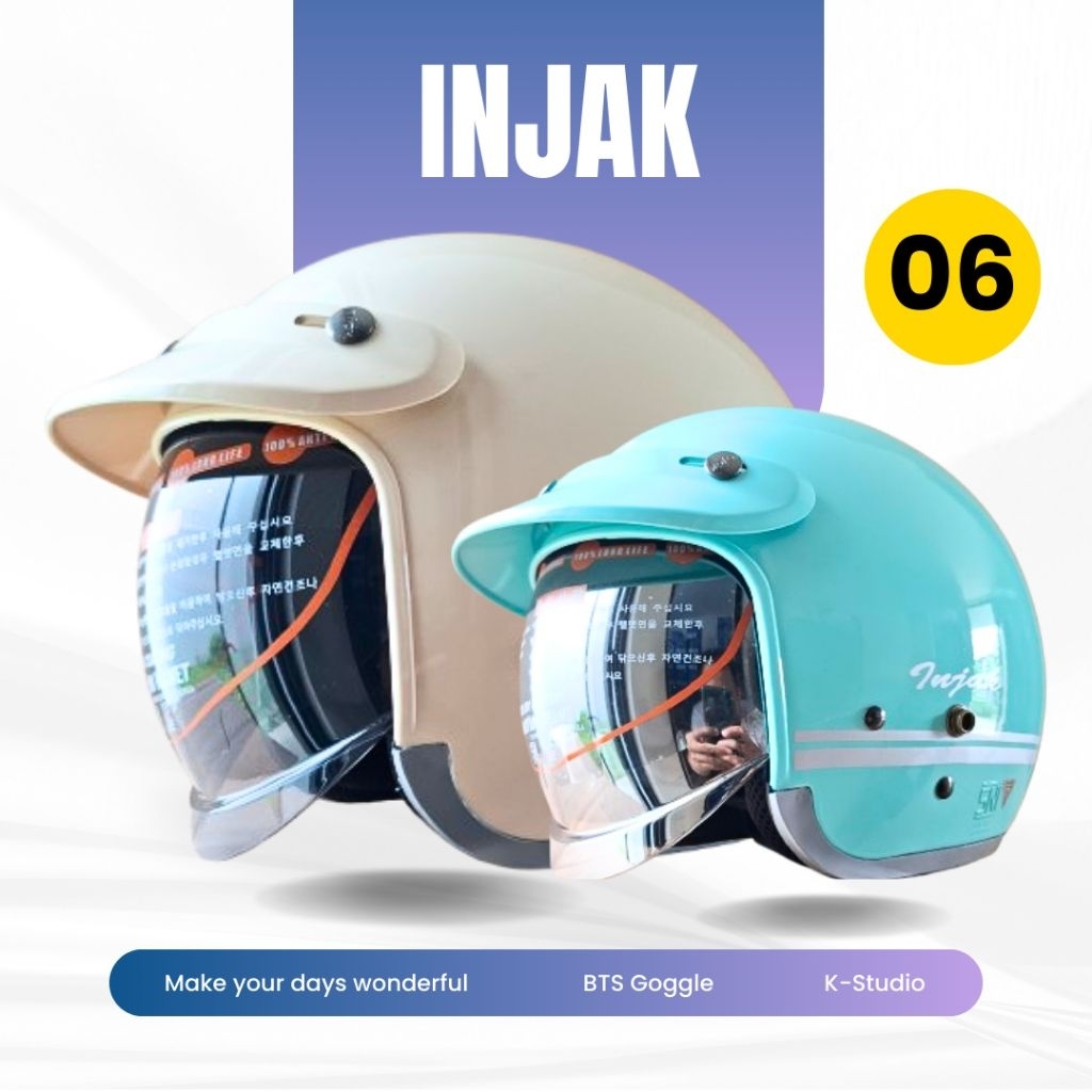 Jual Helm Injak 06 Kaca Dalam Bogo Half Face - Visor Anti UV, SNI ...