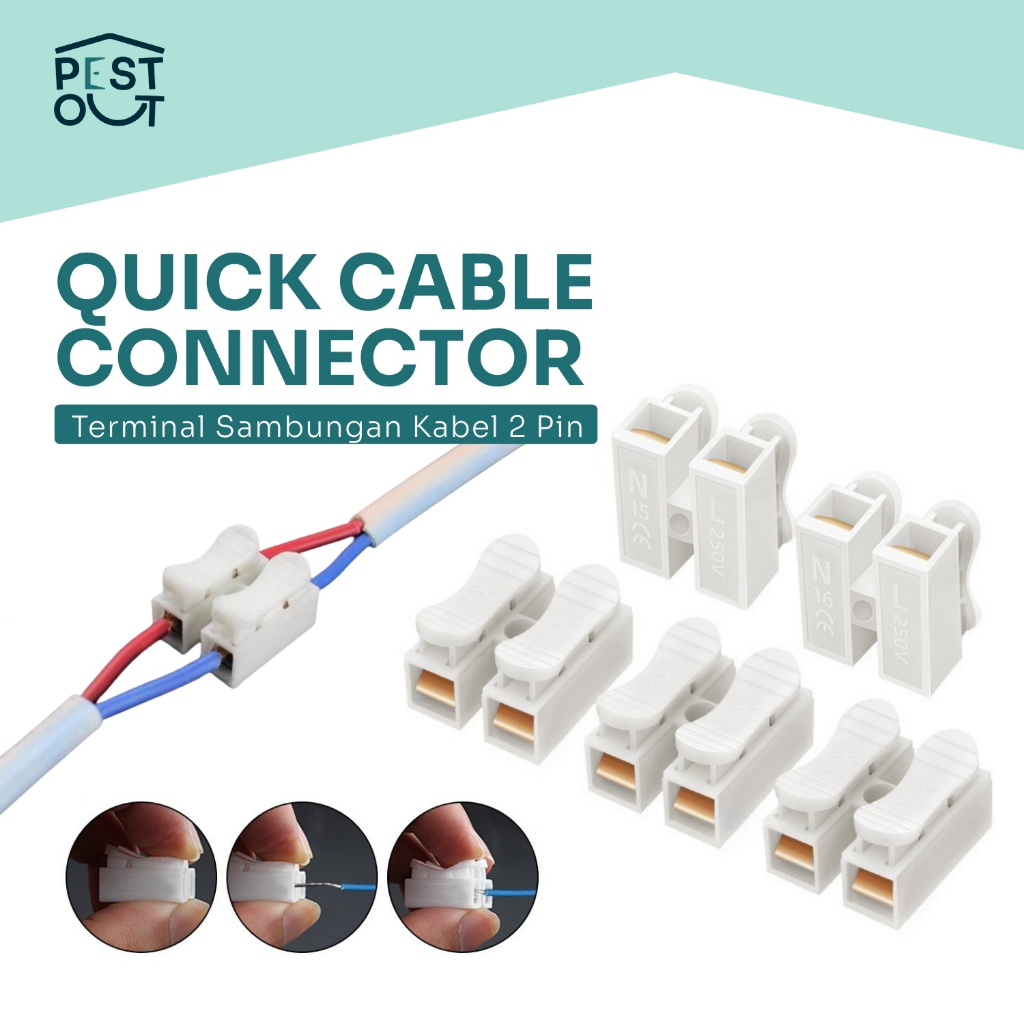 Jual Terminal Sambungan Kabel Listrik 2pin Quick Cable Connect Terminal ...