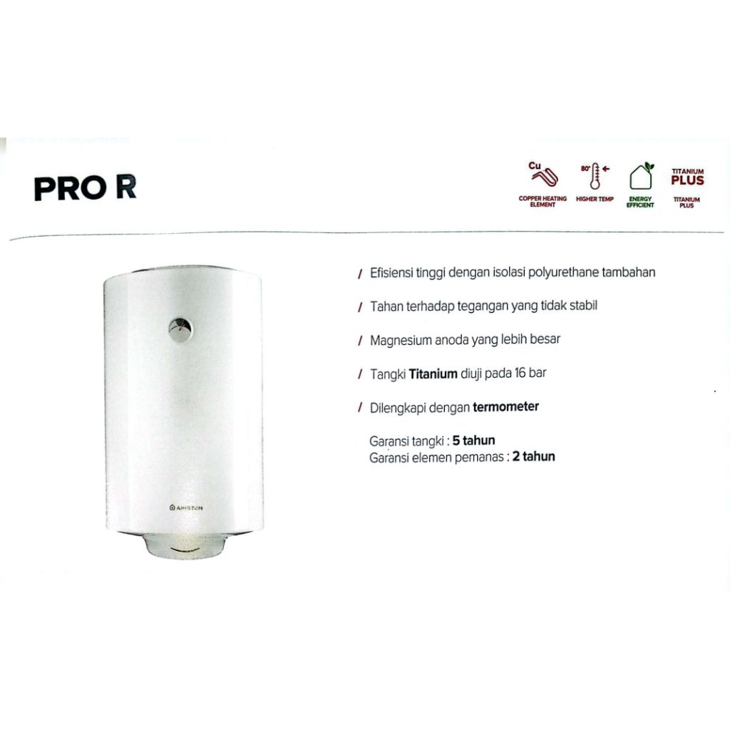 Jual ARISTON PRO R 100 V Water Heater Pro R 100 Liter 1500 Watt ...