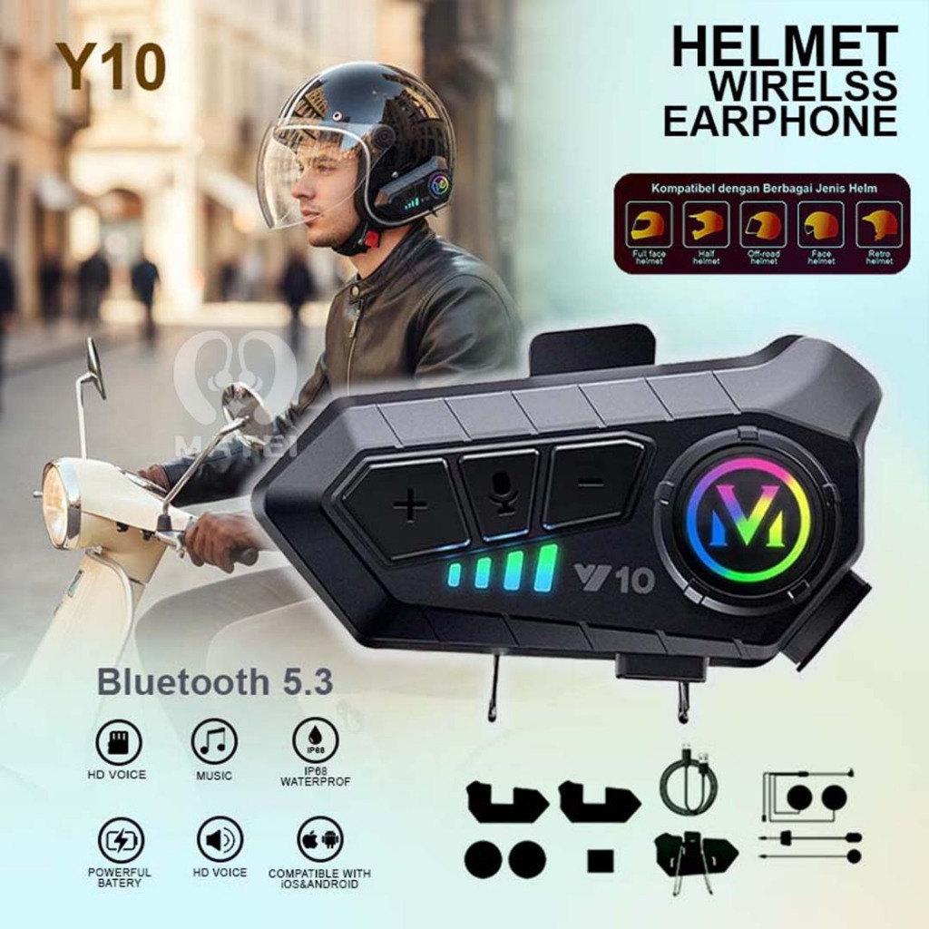 Jual Mochoe COD Intercom Y10/K06 Headset Helm Bluetooth 5.3 Sepeda ...