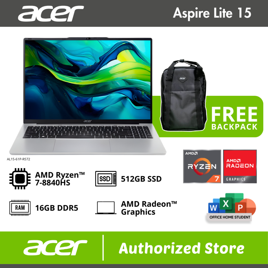 Jual ACER ASPIRE LITE 15 AL15 61P R572 RYZEN 7 8840HS 16GB 512GB SSD 15 ...
