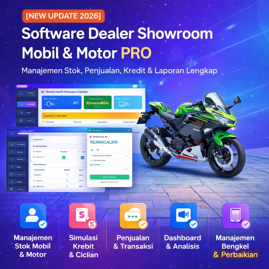 Jual [NEW UPDATE 2026] Software Dealer Showroom Motor PRO TERLENGKAP ...