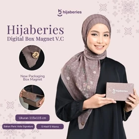 Hijaberies Box Motif Print Metal Logo Kerudung Segi Empat Premium