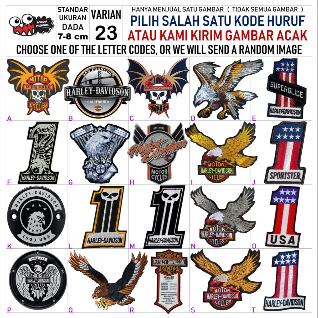 Jual HARLEY DAVIDSON PATCH VARIAN TERLENGKAP EMBROIDERY #23 - BDS ...