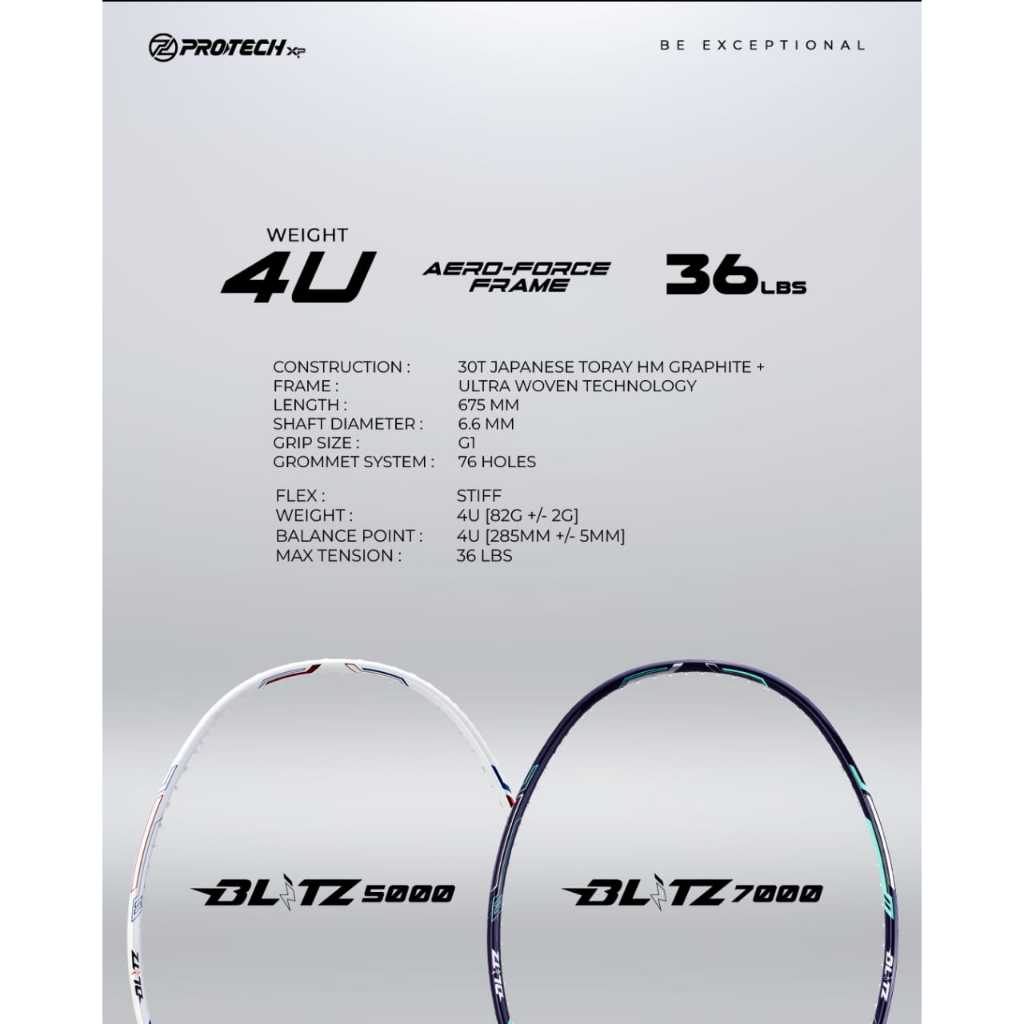 Jual Raket Badminton PROTECH BLITZ Series 5000/7000/9000 3U/4UG1 MAX ...