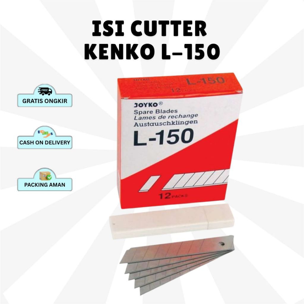Jual {1 DUS} Reffil Cutter KENKO L-150 / pisau potong cutter / isi ...