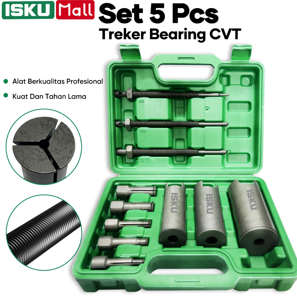 ISKU Treker Bearing CVT 5Pcs 9-23mm Alat Cabut Laher Dalam Blind Internal Bearing Puller Set Kruk As Dinamo Motor Matic Baja CRV Anti Slek Heavy Duty Tracker Pelepas Lahar Tanam Bengkel Profesional Tanpa Ketok Blok Mesin