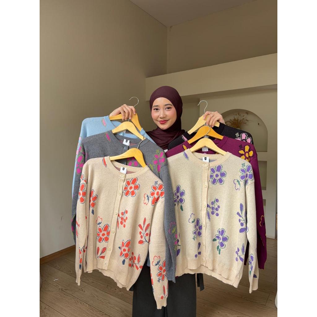 Jual Cardigan Rajut New Motif Flower | Shopee Indonesia